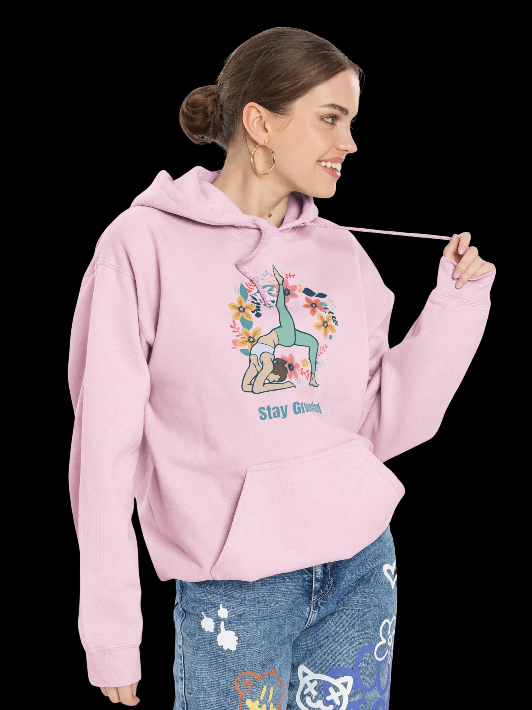 Stay Grounded Yoga Hoodie Pink